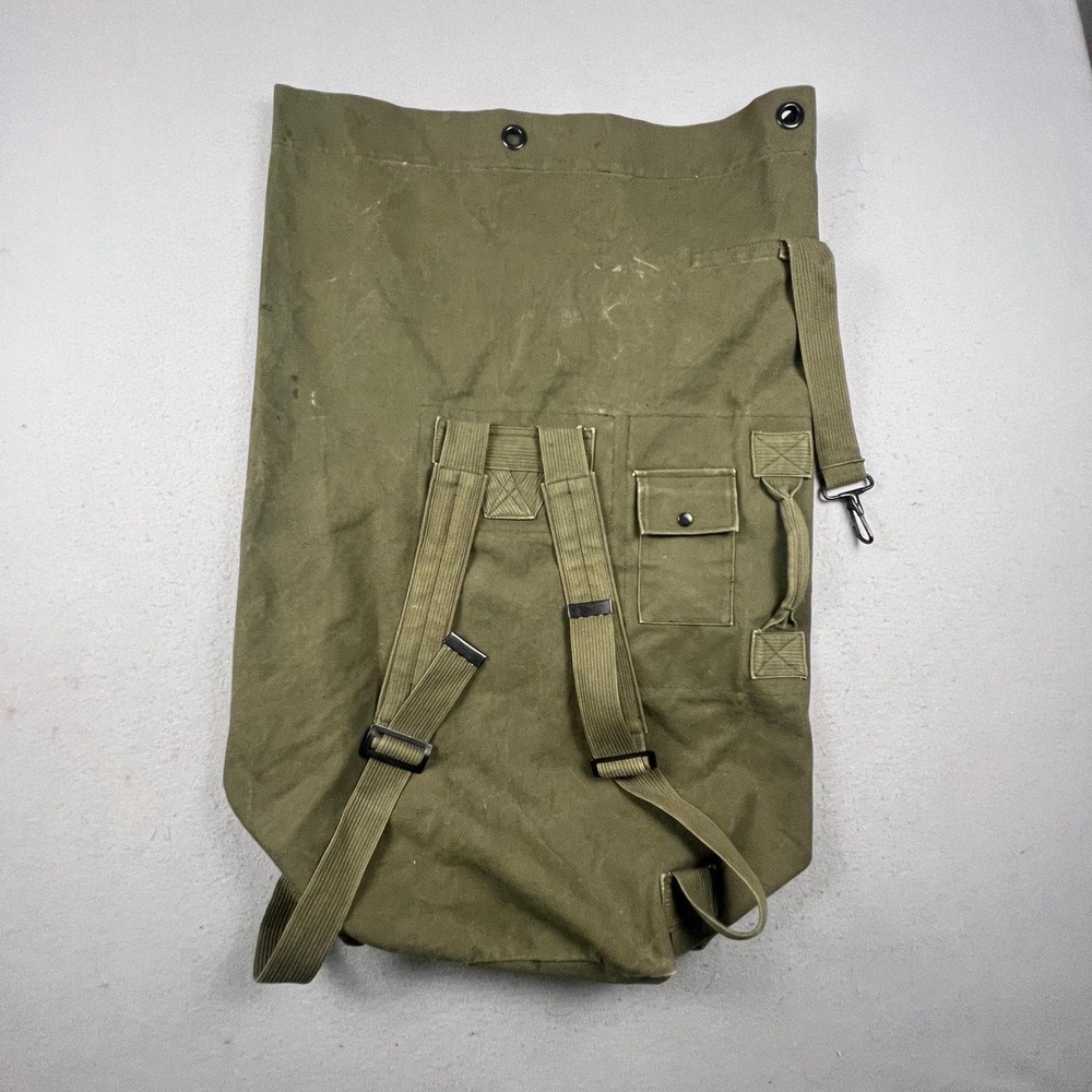 Vintage Military Duffel Bag Large Olive Green Canvas Backpack Sea Bag